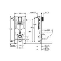 Grohe Rapid SL WC-element m. wandbevestiging z. bedieningsplaat - 38539001