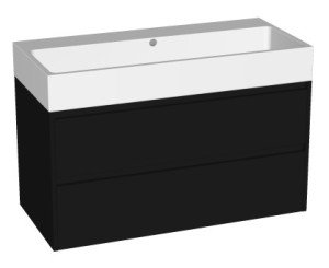 Badmeubelset - met 2 laden symmetrisch - met keramische wastafel met 1 kraangat - 100x46cm - zwart mat - 130181545601