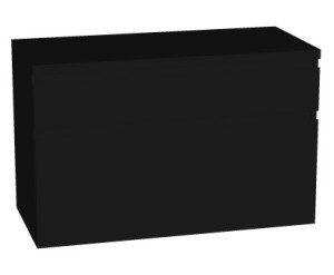 Badmeubelset - met 2 laden asymmetrisch - met afdekplaat zonder kraangat - 100x46cm - zwart mat - 150181730601